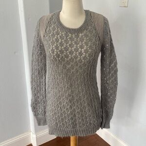 7 For All Mankind Wool‎ Blend Open Knit Sweater Womens Gray XS